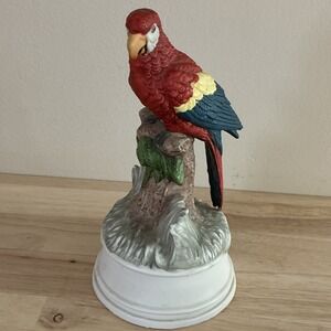 Vintage Artmark Musical Parrot Ceramic Figurine Hawaiian Tropical Tiki